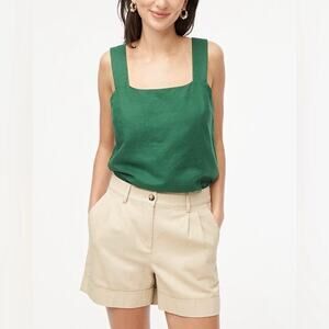 J. Crew Linen Cotton Square Neck Sleeveless Tank Top